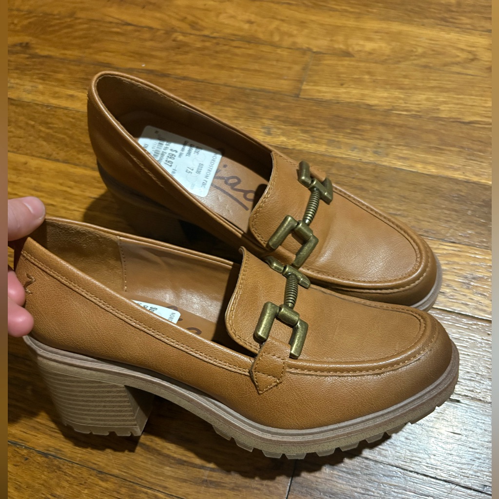 Zodiac Tan Loafers With Block Heel